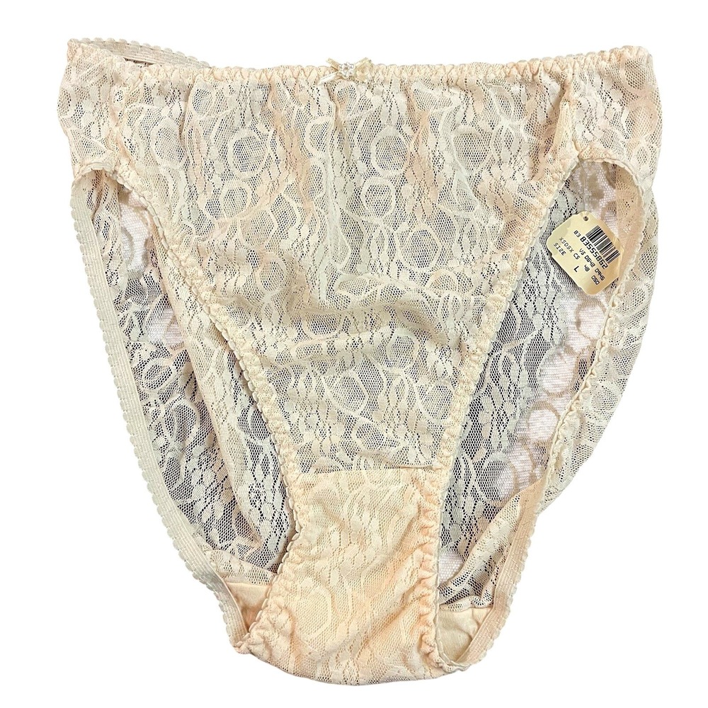 New Victoria Secret VTG 80s Gold Label High Cut Brief Lace‎ Panties Nude Sexy